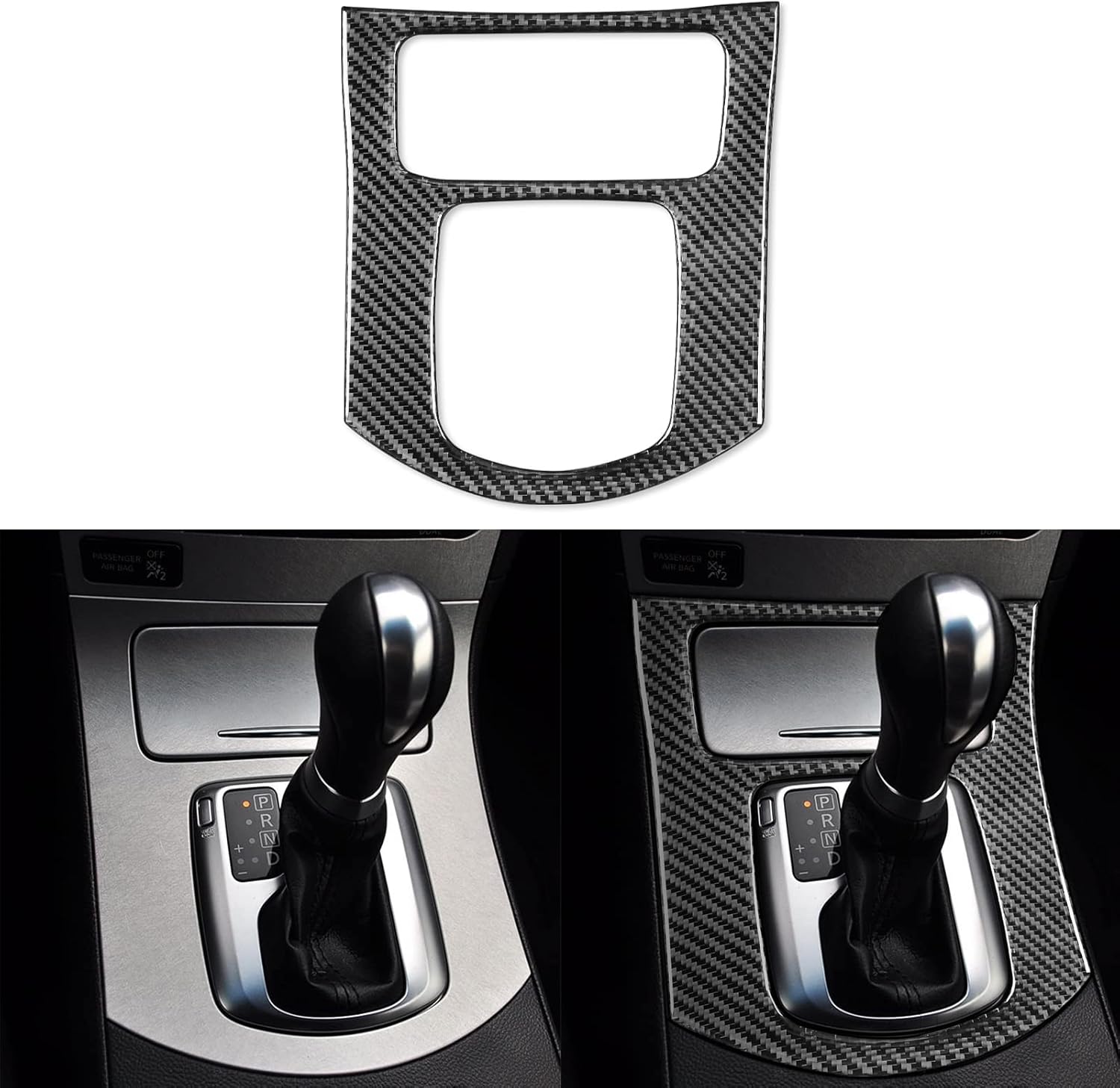 NVCNX Real Carbon Fiber Gear Shift Panel Storage Box Frame Cover Trim Console Decoration Soft Sticker Car Interior Accessories for Infiniti G37 2008-2010, for G35 2007-2008 1PC Black B