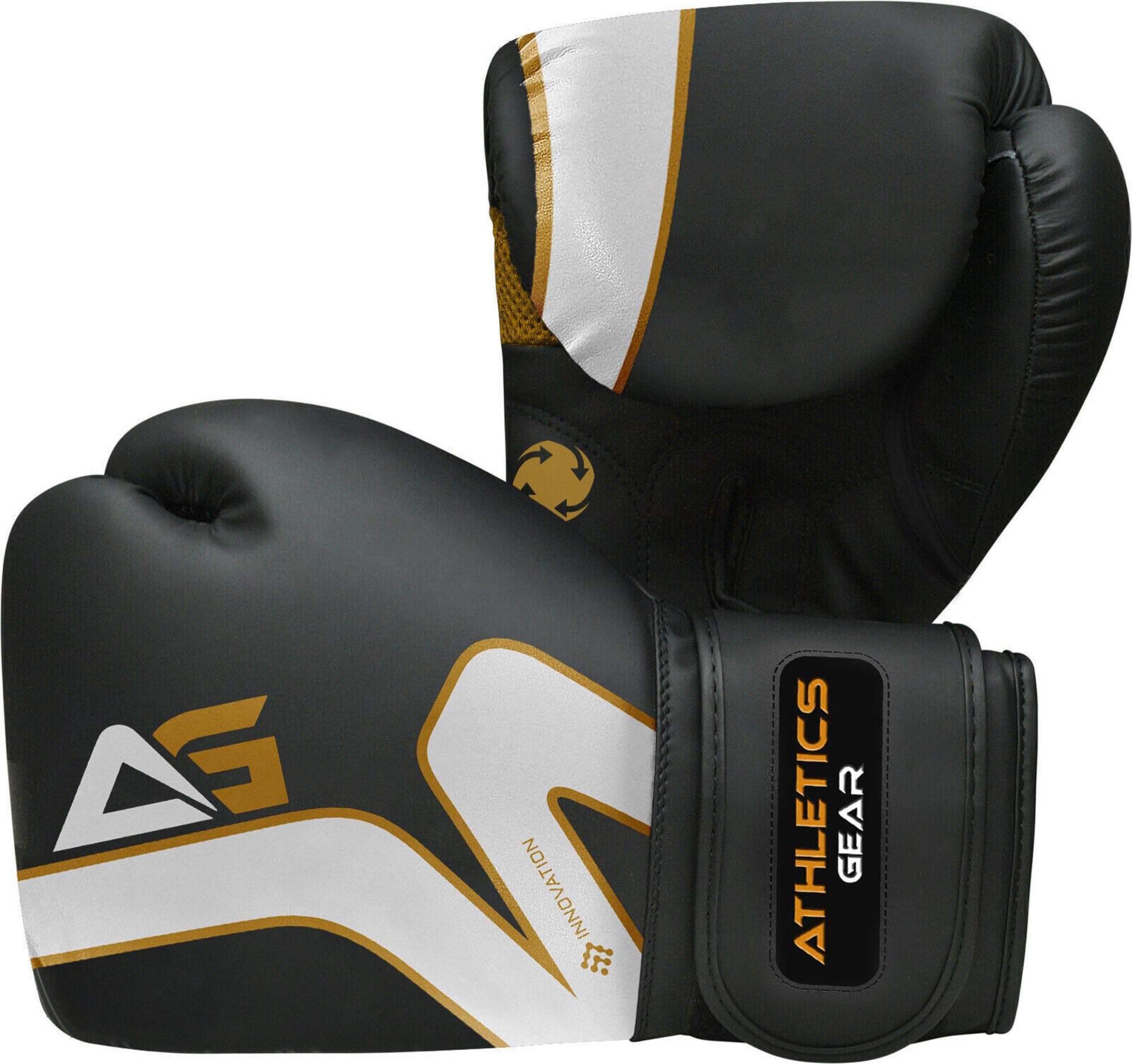 Boxing Gloves by Athletics Gear – 6oz to 16oz Maya Hide Leather Perfect Design and Fit with Fasten Closure System for MMA sparring, fighting, kickboxing, and punching (Golden, 12 OZ)