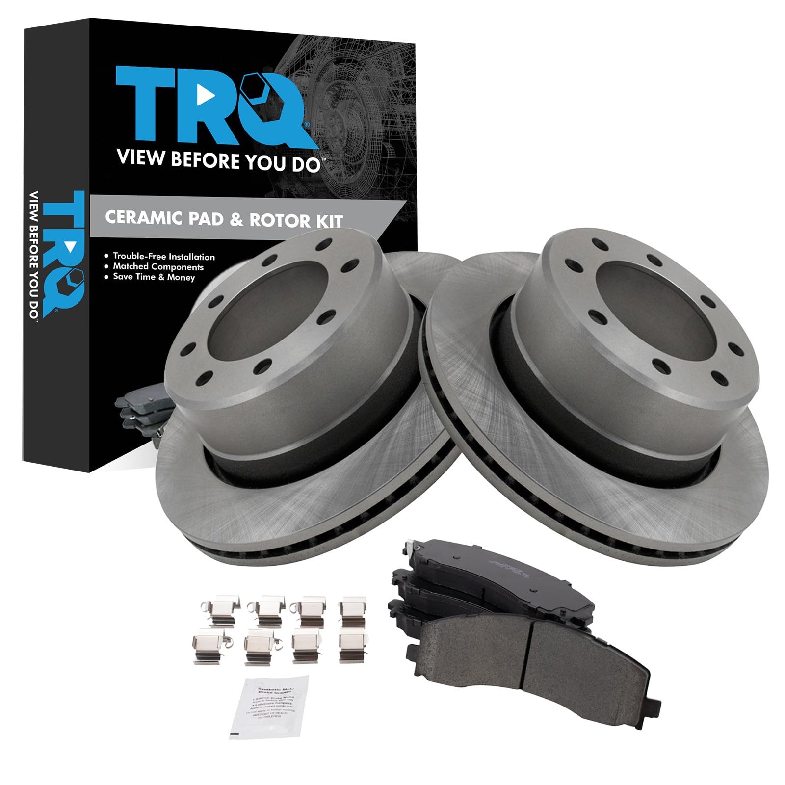 TRQ Brake Pad &amp; Rotor Kit Ceramic Compatible with 2019-2022 Ram 2500 3500