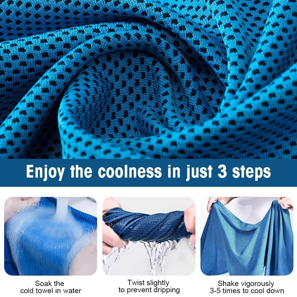 4 Piezas Toalla Microfibra Gimnasio, 100x30cm Toalla de Enfriamiento Deportiva Toallas Gimnasio Secado Rápido Cooling Towel para Yoga Golf Correr Fitness Gym