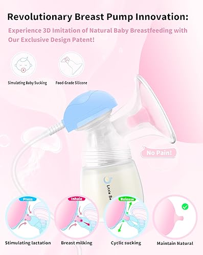Miniatura 4 de Little Bo Baby Extractor de leche eléctrico doble, extractor de leche portátil antireflujo con batería de mayor duración y pantalla LED, bomba doble
