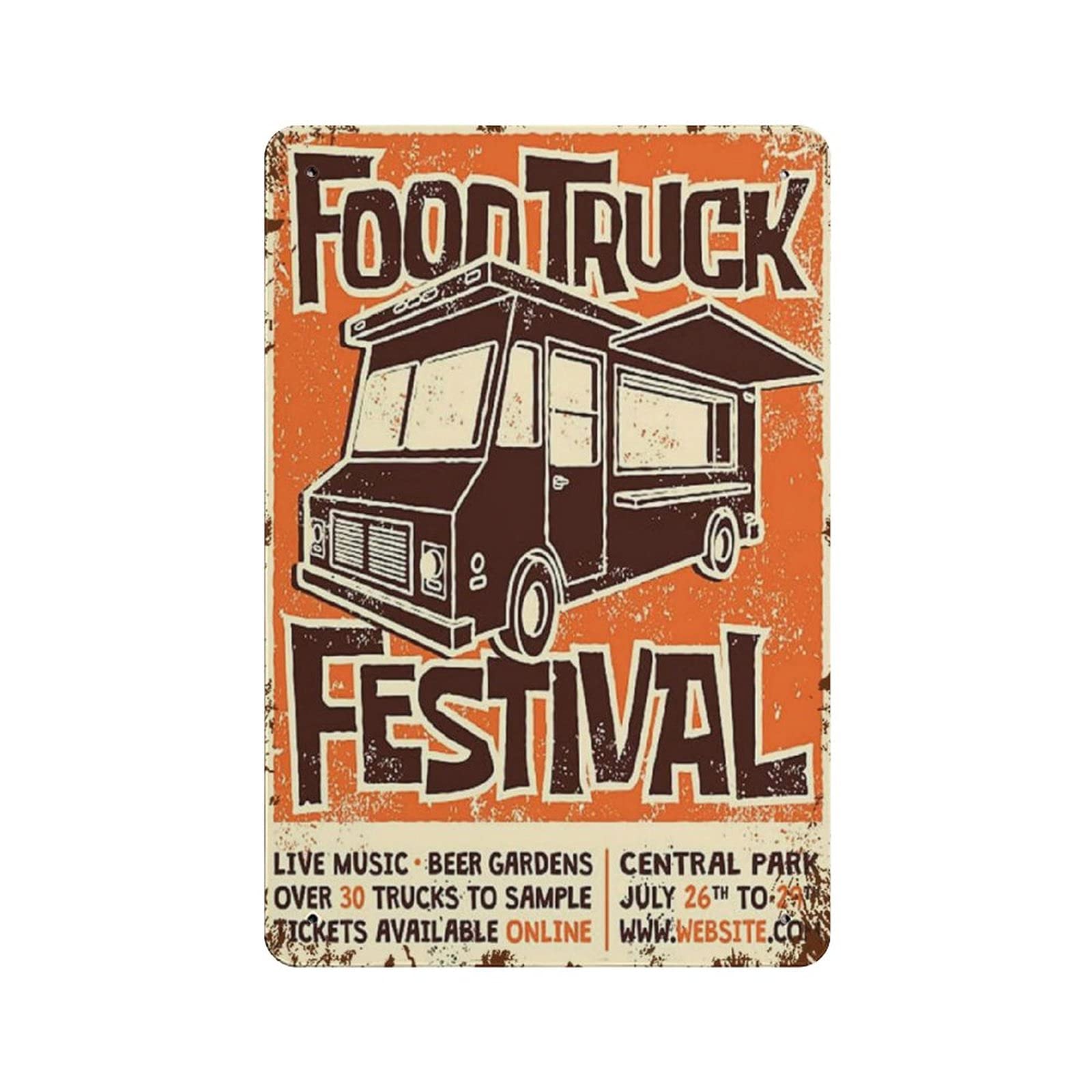 Metal Tin Sign Food Truck Festival Vintage Tin Poster Metal Sign Wall Decoration Country Kitchen Home Garage Decor 12"x8"