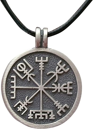 Baldur Jewelry - Viking Compass Necklace Talisman Vegvisir - Icelandic Norse Jewelry Necklace Pendant - Viking Gifts for Men - Viking Jewelry for Men Women - Compass Pendant Necklace - 925 Silver