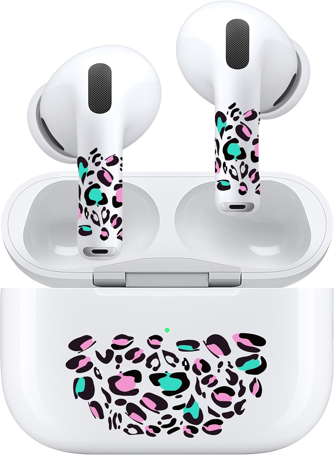 ROCKMAX Leopard Print Skin Set for AirPods, Earbud + Charging Case Stickers with Applicator & Spare, Universal Fit for AirPods 1/2/3/4 & Pro/Pro 2/Pro 3, Removable, Water-Resistant, No Interference
