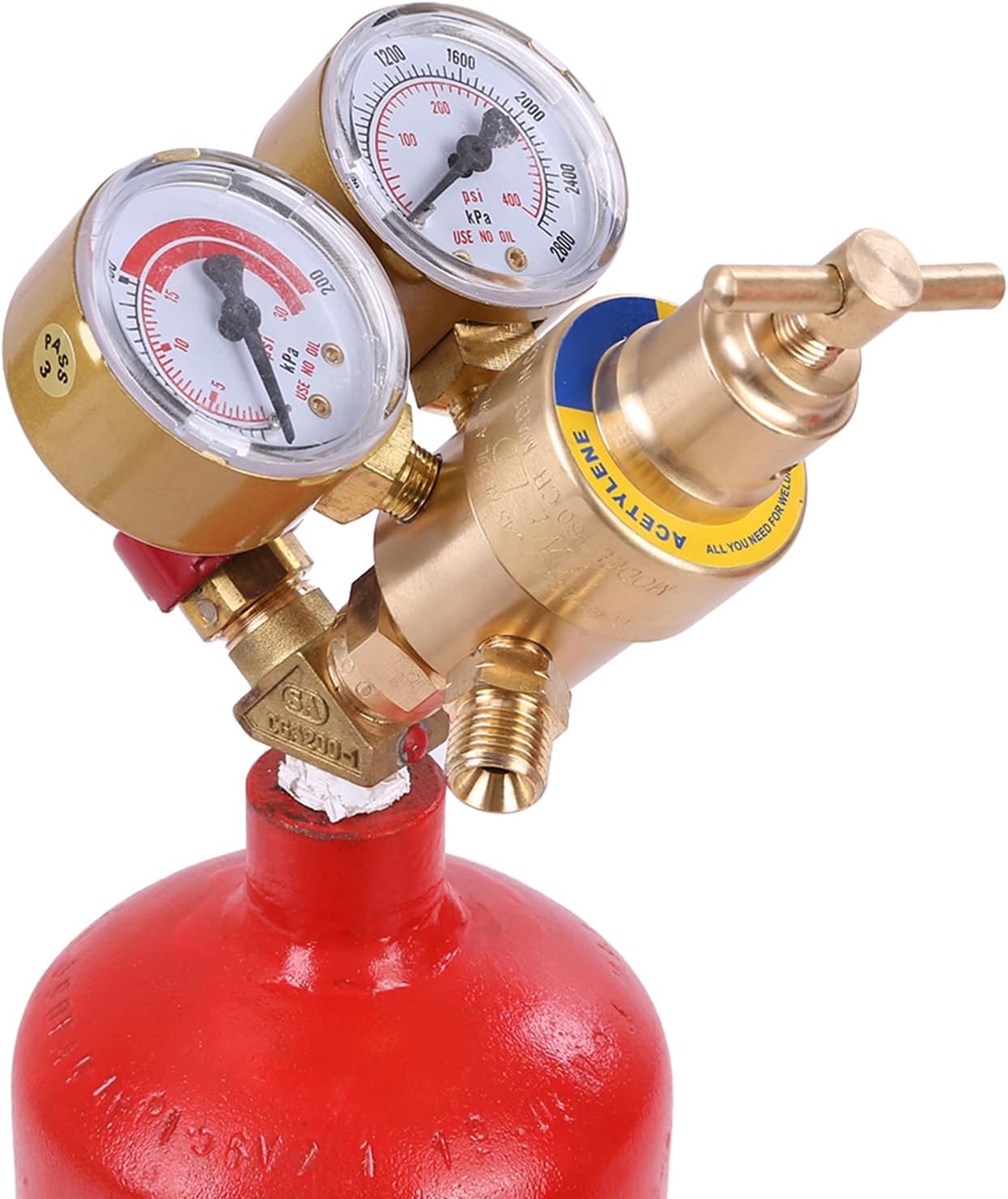 Oxy Acetylene Torch Kit Cutting Torch Torch Head Long Pipe Brass Nozzle Welding Torch Kit with Gauge Oxygen Acetylene, Brass Nozzle Welding Cutting Torch Kit Soldering Equipment Red
