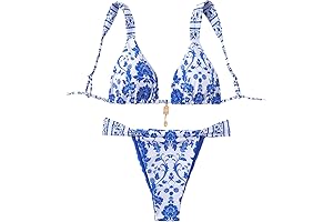 Women's Blue and White Floral Bikini Set