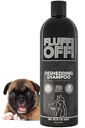 Fluff Off! by Girl With The Dogs, Natural Deshedding Dog & Cat Shampoo, 16 Oz, Made in USA, 8 Wks+ - 16 Oz