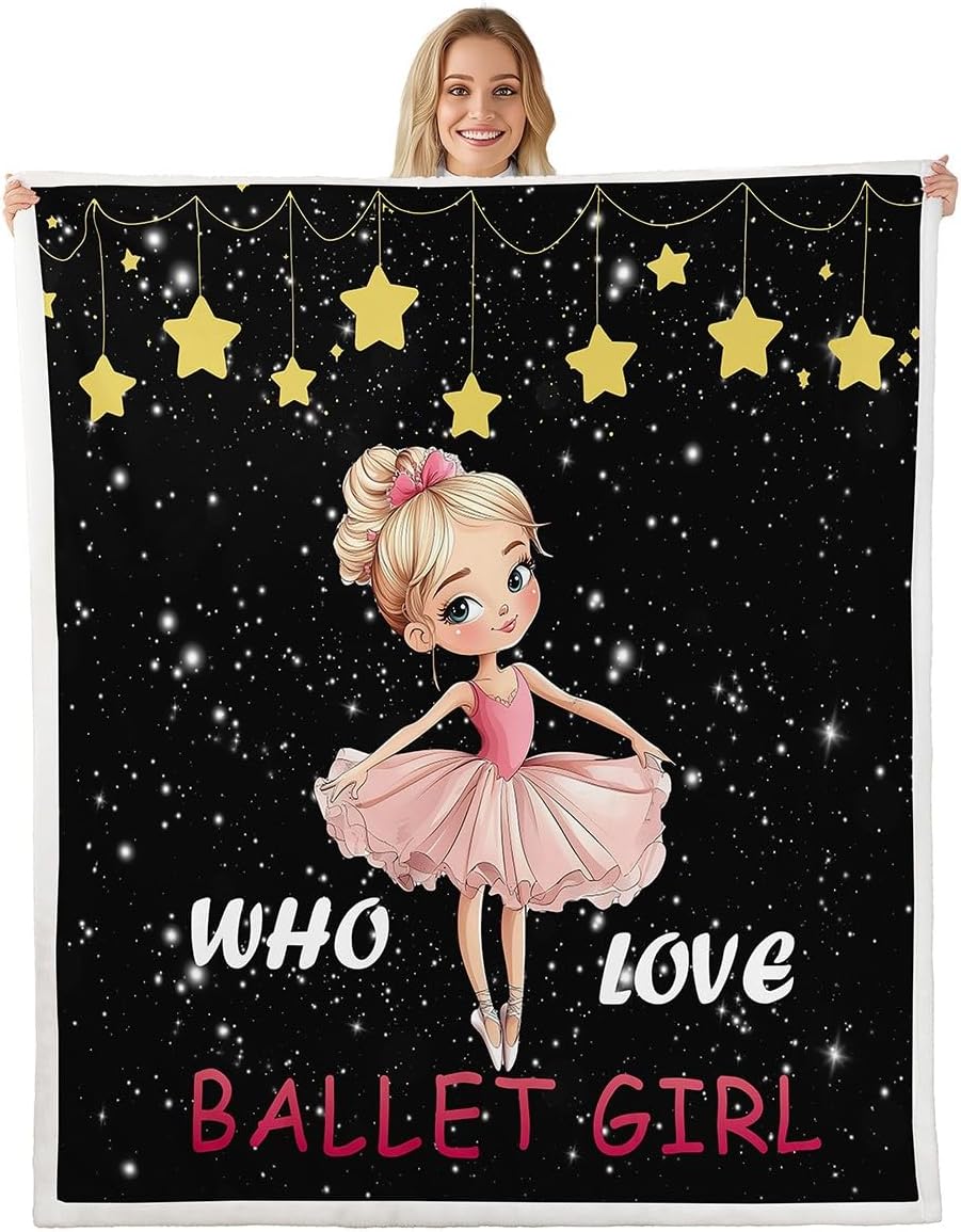 Princess Dress Fleece Flannel Blanket,Girly Pink Shoes Bowknot Bed Blanket,60"x80"Pink Gold Print Bed Plush Blanket,Cute Girly Ballet Dress Lightweight Blanket