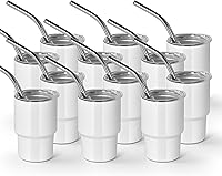 Vista 14 de AGH vaso de chupito de 3 oz, mini vaso con popote y tapa, color rosa, de acero inoxidable, vasos de sublimación con aislamiento al vacío de doble