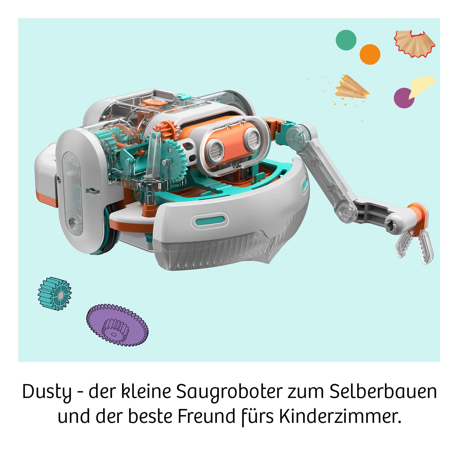 KOSMOS 621322 Dusty - Dein saugstarker Robo-Helfer, Staubsaugerroboter für Kinder, Experimentierkasten ab 8 Jahre