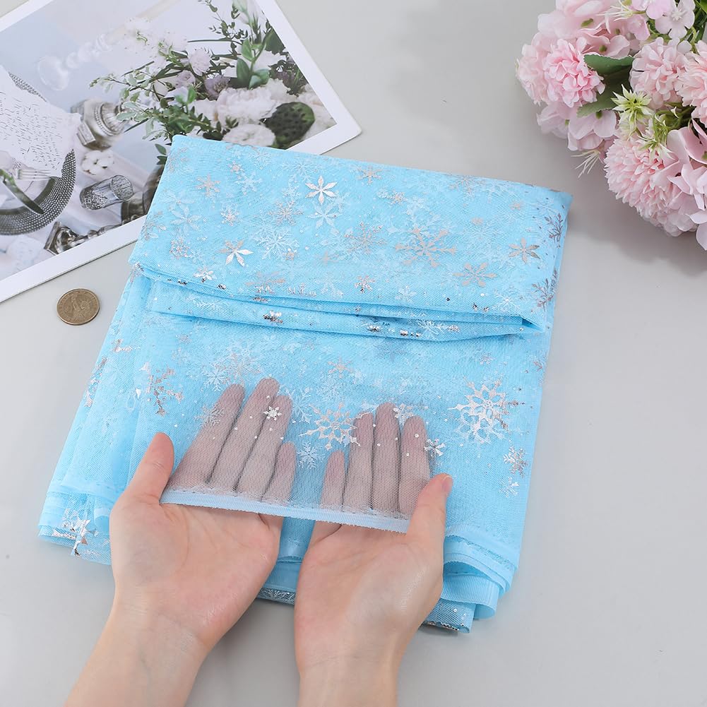 GORGECRAFT Organza-Stoff Mit Schneeflocken, 2,7m X 1,7m – Glänzender Tüll Für Weihnachtsdeko, Hochzeit, Geschenke