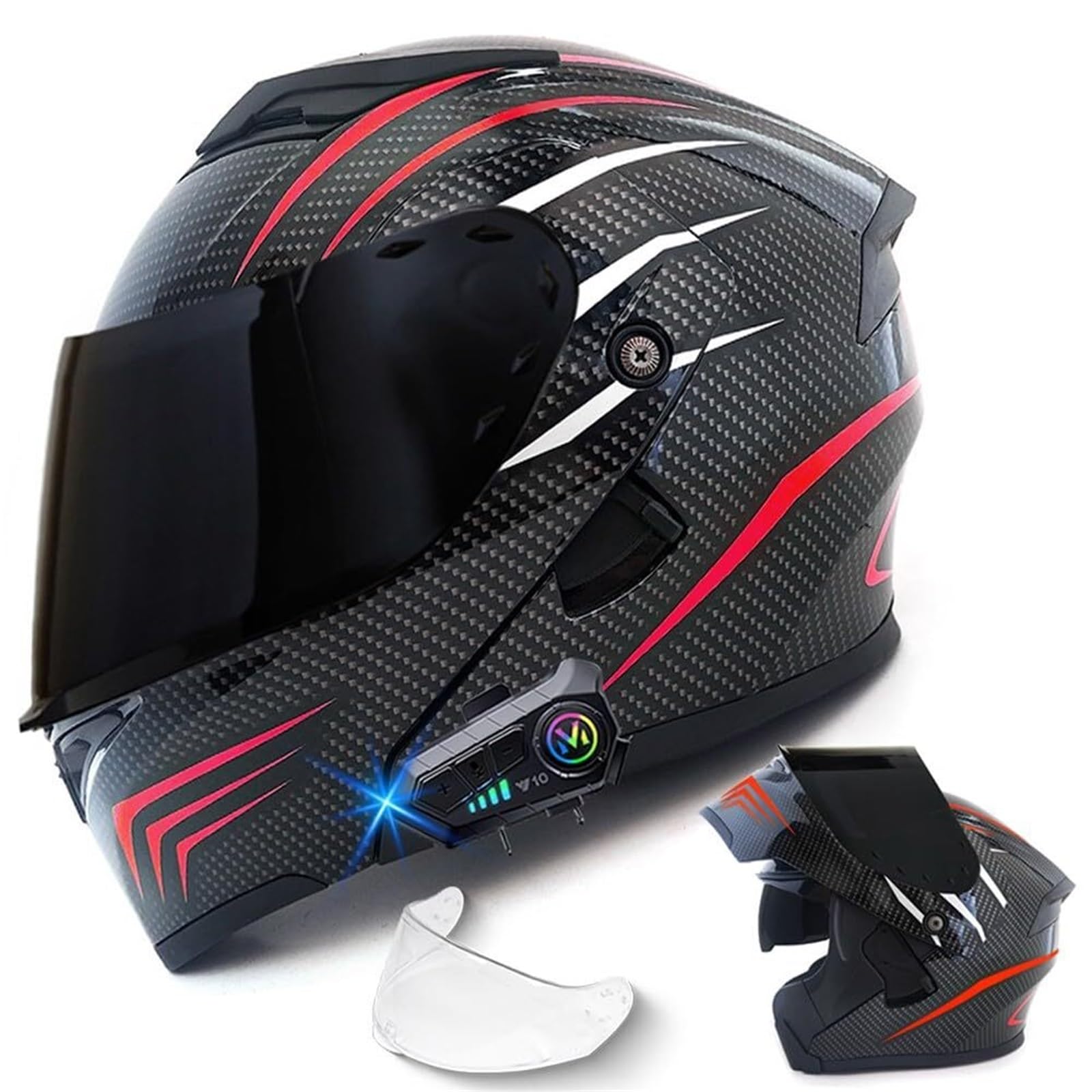 Kask Motocyklowy Szczękowy, [Aero Stratos] Uszczelnienie Akustyczne, ECE 22.06 DOT, Podwójna Wizjera dla Cruiser Street Bike