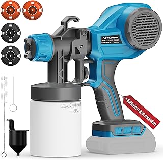 Tilswall Farbsprühsystem Akku kabellos, Farbsprühgerät elektrisch, Lackierpistole 600ml, kompatibel mit 18V Makita Akku (ohne Akku), 4 Düsen, 3 Sprühmuster, Paint Sprayer für Möbel, Schrank, DIY