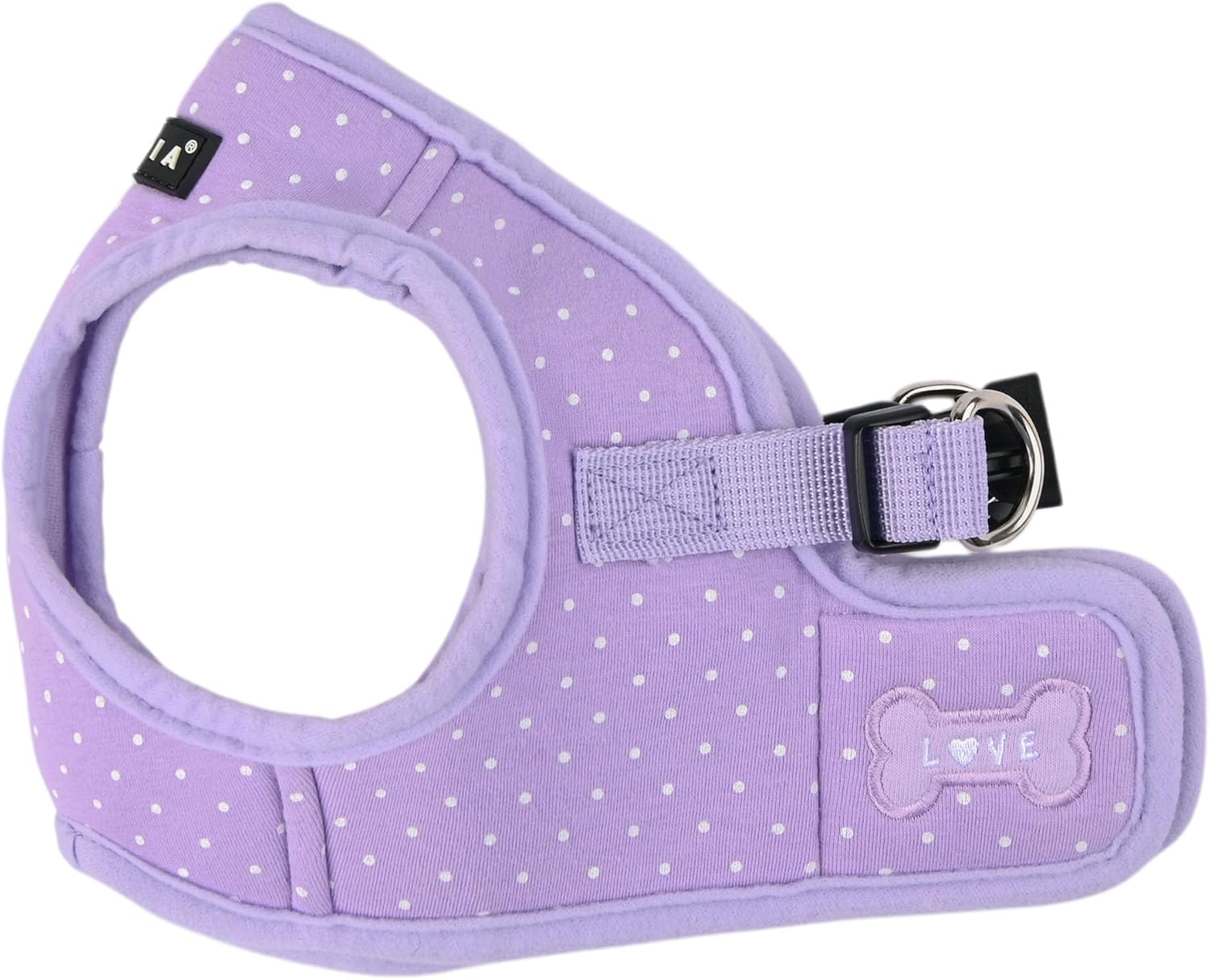 Puppia Dotty Step-in Vest Dog Harness No Pull No Choke Easy Wear Training Walking for Small Dog, Large, Black