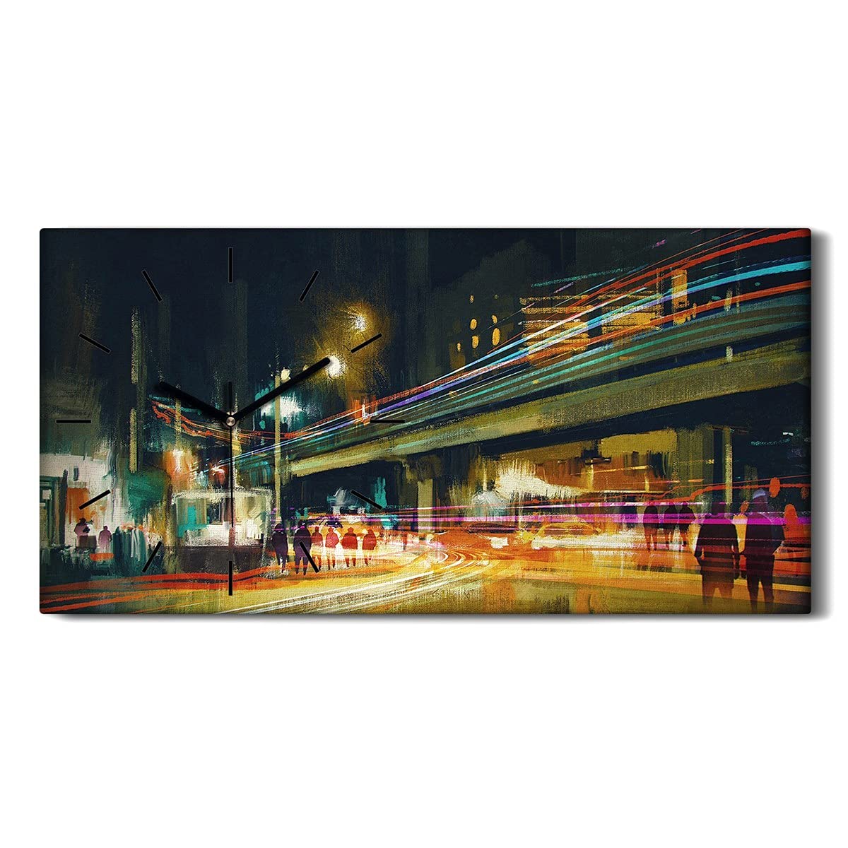 Horloge sur Toile sans Bruit pour Sommeil Paisible Image Ville la Nuit