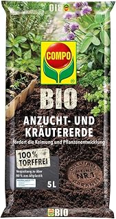 COMPO Bio Anzucht- und Kräutererde 5 L, torffrei, 5 Wochen Nährstoffe