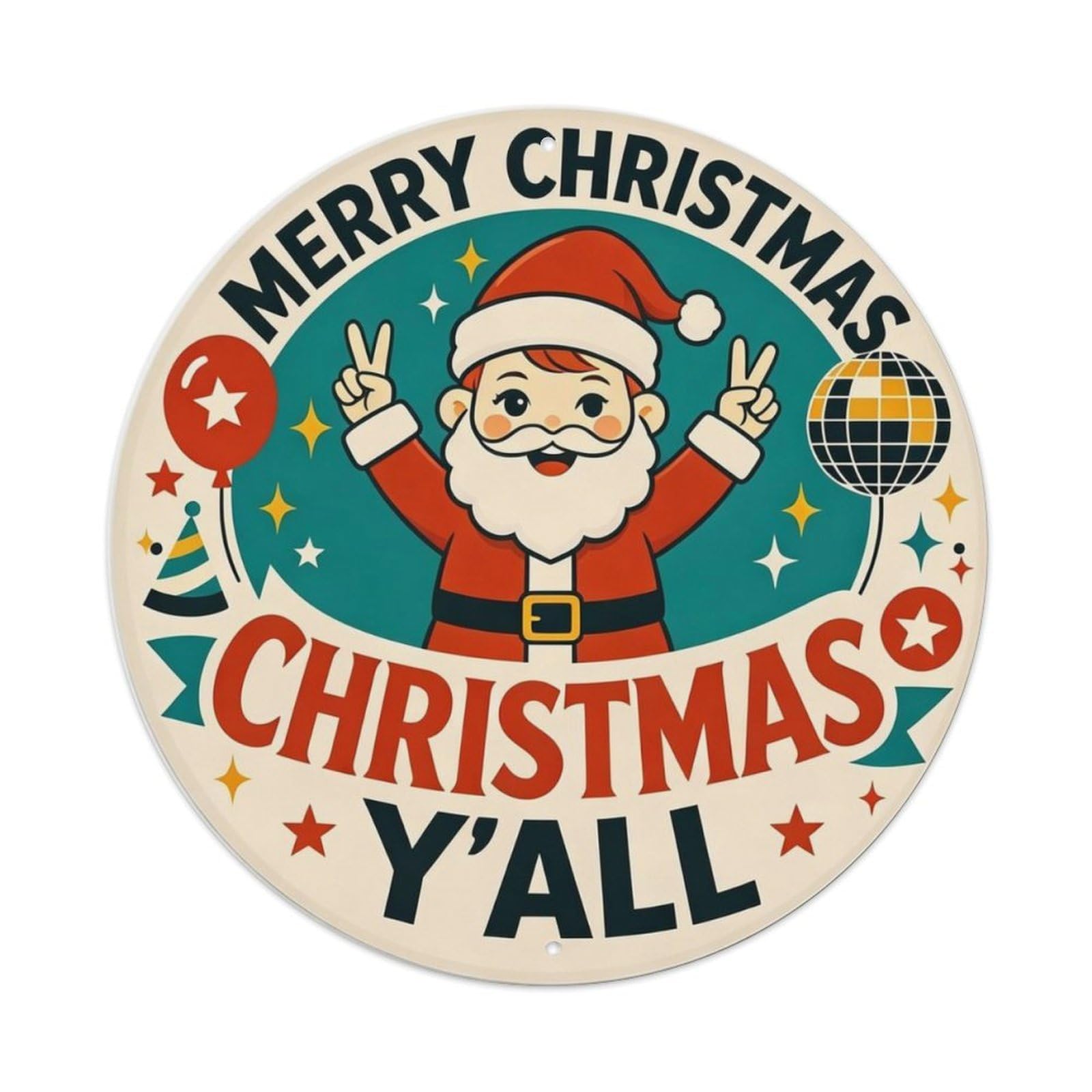 Vintage Christmas Metal Tin Sign Plaque