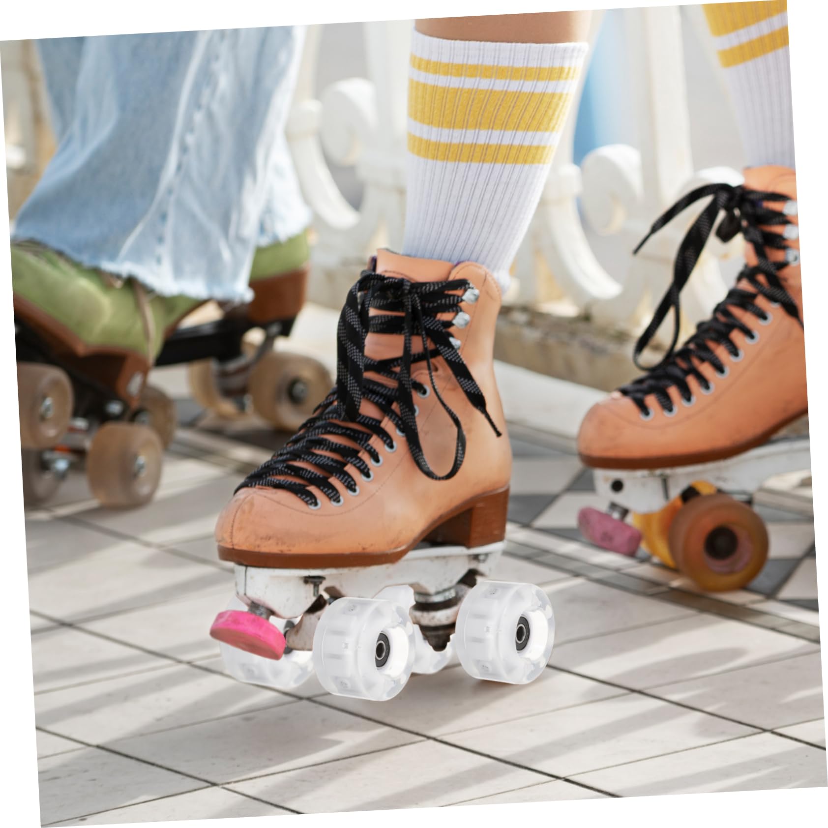 Mikikit Led Flashing Roller Skates Wheels Street Skateboard Wheels for Outdoor