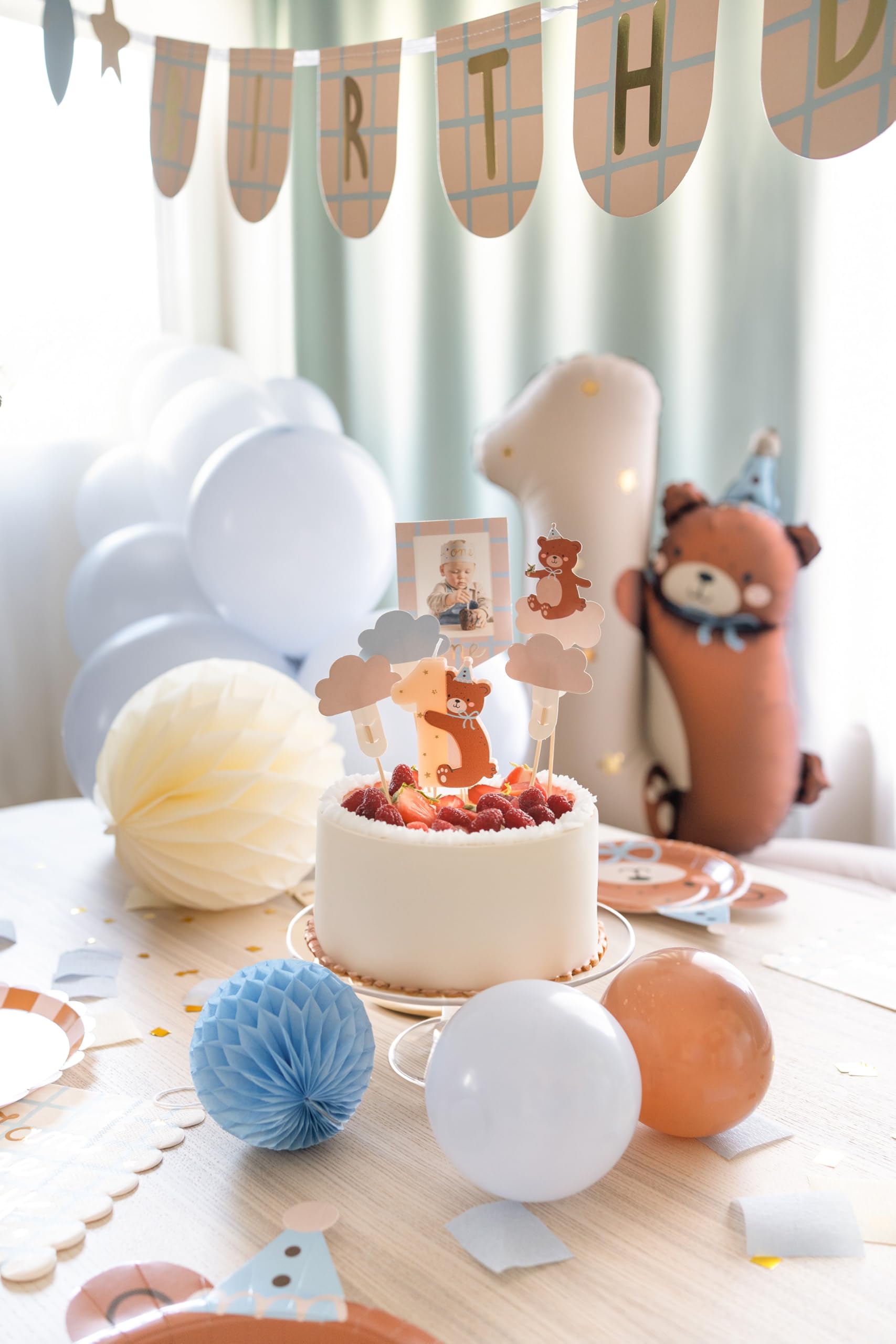 Bougeoir en forme de 1 avec ours premier anniversaire bougie pour gâteau