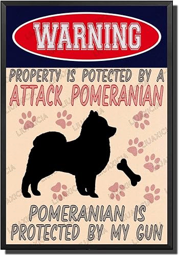 Miniatura 31 de Letrero de hojalata retro con texto en inglés "Warning Property Is Potected By A American Bulldog Is Protected By My Gun", decoración de pared para