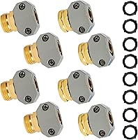 Vista 1 de Hourleey Garden Hose Repair Kit, 4 Sets Aluminum Alloy Garden Hose End Mender, Male and Female Water Hose Repair Fittings, Fit 5/8" and 3/4
