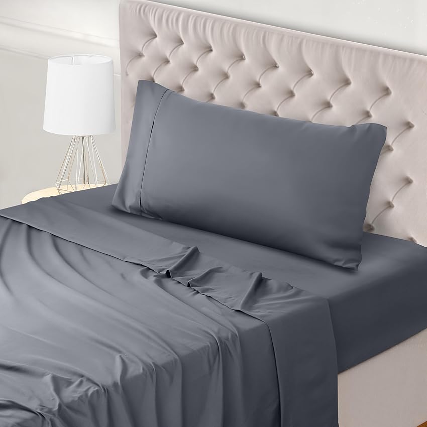 Utopia Bedding - Set Lenzuola Letto Singolo 3 Pezzi 90x190 cm - Spazzolata Poliestre di Microfibra - Oeko-Tex Certificato - Lenzuolo con Angoli, Lenzuolo Piatto e 1 Federa 50x75, Grigio
