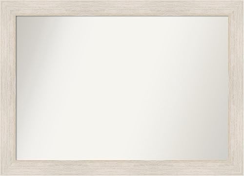 Amanti Art Espejo de baño blanco para sobre el fregadero, 31 x 43 pulgadas, espejo rectangular de madera dura lavado blanco, marco de madera rústica
