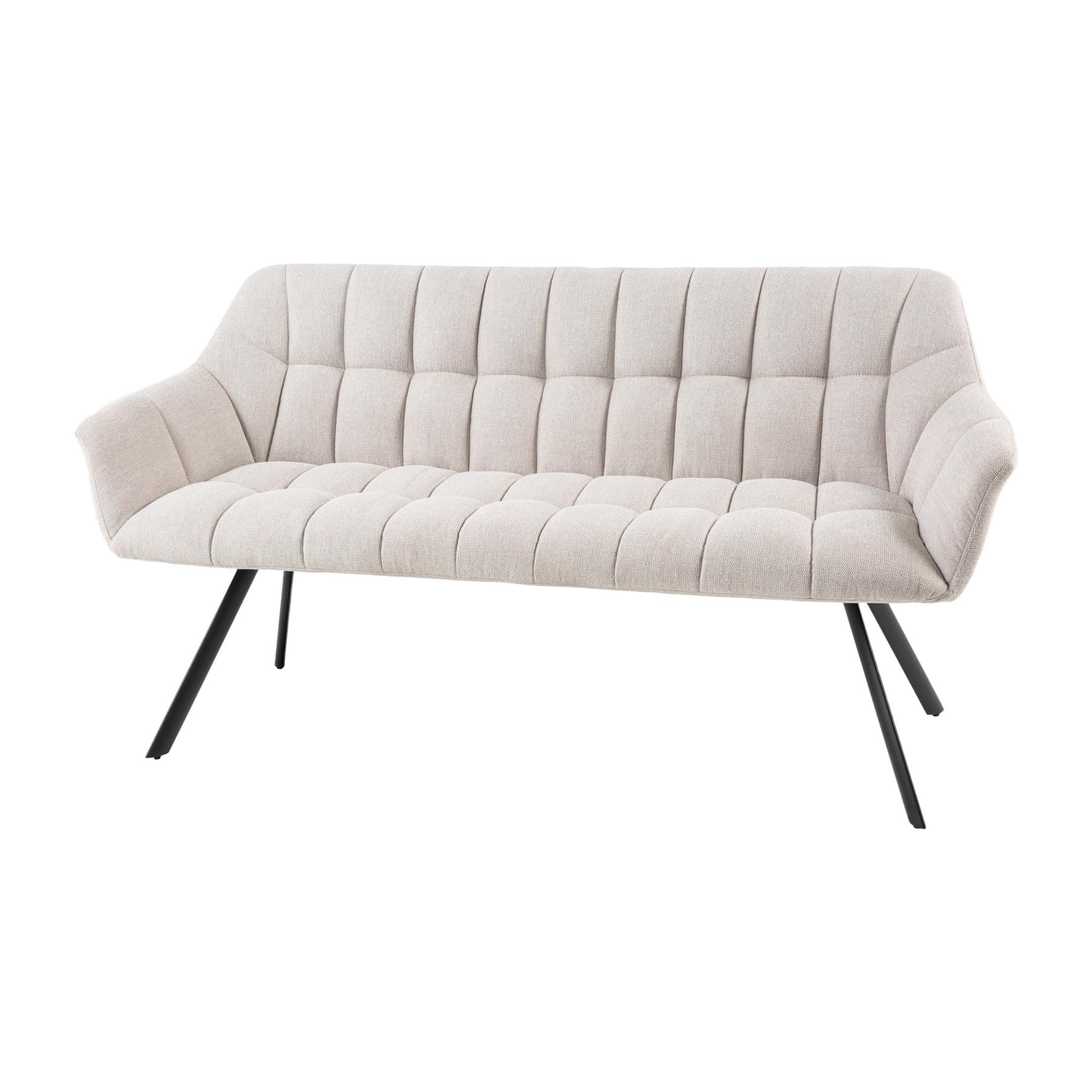 Riess Ambiente Esszimmer Sitzbank Papillon, 165 cm – Grau Samtstoff, schwarzes Metallgestell