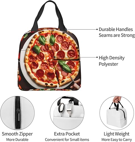 Miniatura 5 de Lonchera de trabajo, bolsa de almuerzo de viaje para pizza para mujeres y hombres, contenedor de almuerzo aislado reutilizable de gran capacidad