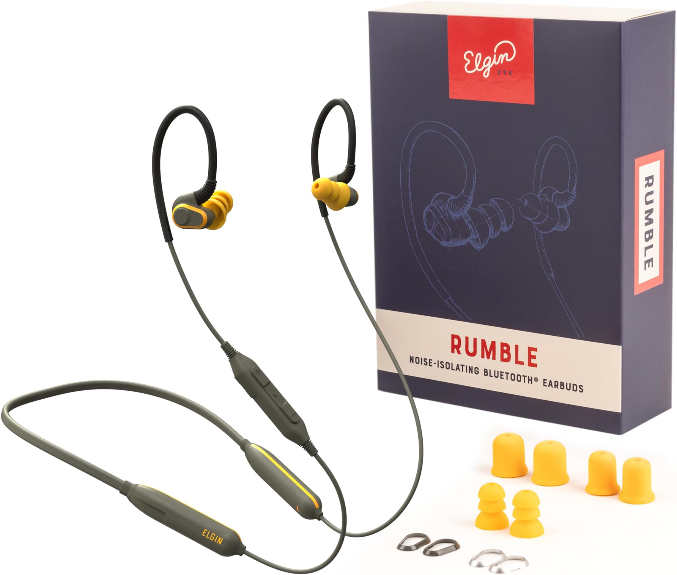 Elgin Rumble Bluetooth Earplug Earbuds, 27 dB Noise
