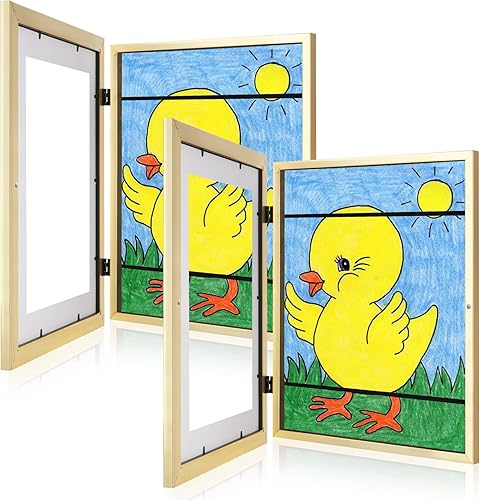 Vista 34 de [Paquete de 2] Marcos de arte para niños, marcos de arte para niños de 10 x 12.5 pulgadas con apertura frontal intercambiables, marco gris