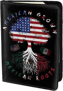 Passport Cover Holder for Travel America and Mexico Mexican flag Roots Wallet Case Passport Book Holders with Card Boarding Pass Slots RFID Blocking Travel Must
