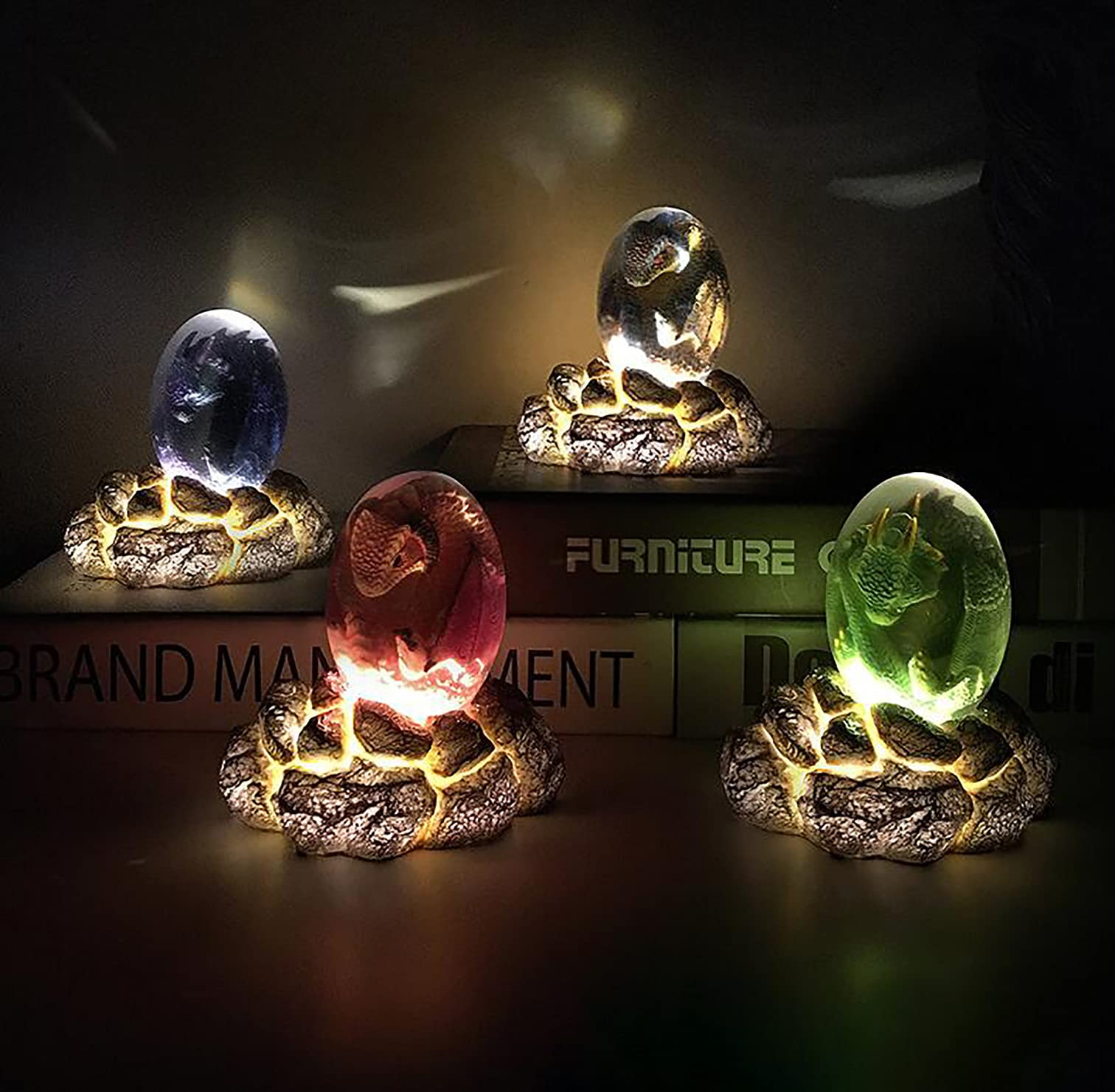 OTentW Œuf De Dragon De Lave, œuf De Dinosaure En Cristal, Décoration Souvenir, œuf De Dragon De Lave Lumineux Avec Base De Présentation, Statues D'œufs De Dragon, Sculptures, Décorations Artisanales