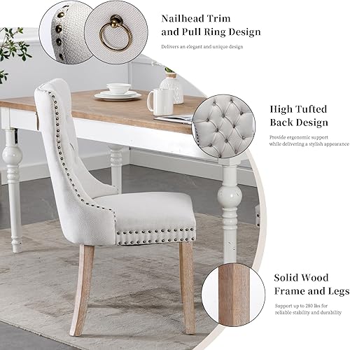 Miniatura 6 de Sillas de Comedor Juego de 6 sillas de comedor tapizadas de lino, sillas de comedor modernas de mediados de siglo, sillas de cocina y comedor con