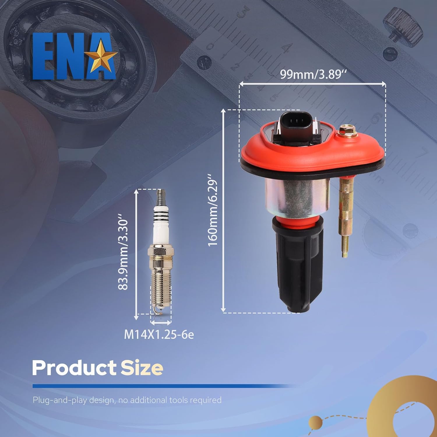 ENA Set of 6 Red Ignition Coil with Iridium Spark Plug Compatible with Chevrolet Isuzu Envoy Colorado Canyon Trailblazer H3 i290 i350 i370 97x 2.8L 3.5L 4.2L 3.7L 2.9L Replacement for UF303 41-103