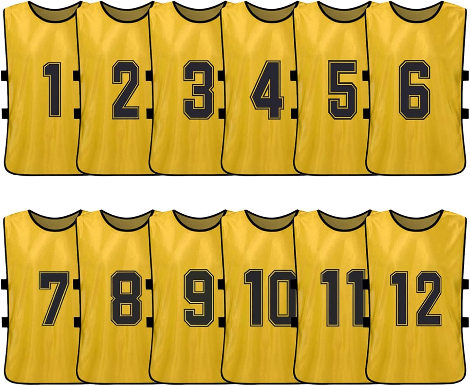 Numbered Football Bibs, Polyester Quick Drying Soccer Jerseys Team Training Practice Sports Vest Fit for Football, Basketball, Volleyball, Hockey (Gold)