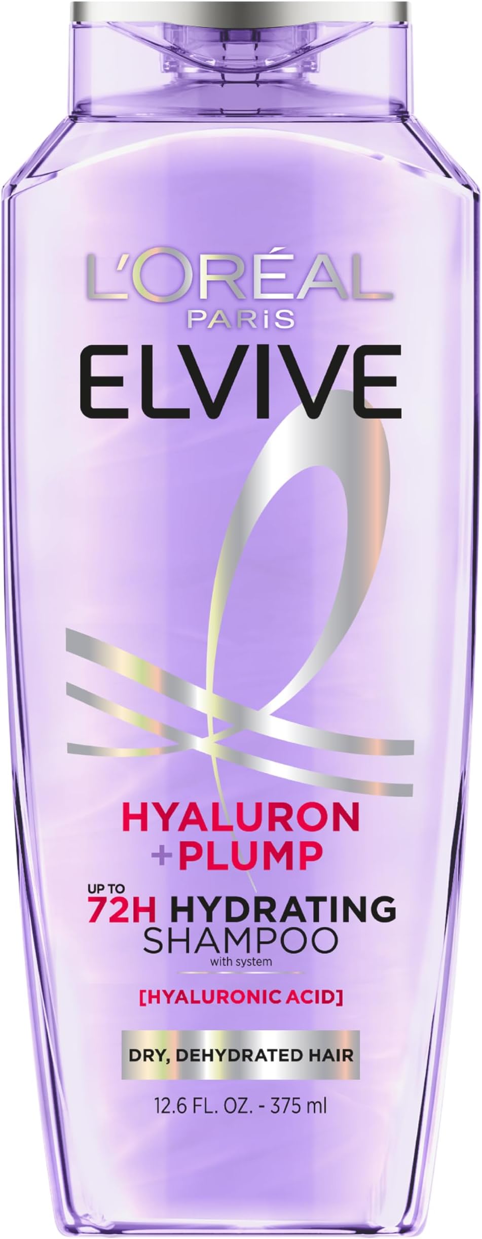 L'Oreal Paris Elvive Hyaluron Plump Hydrating Shampoo for Dehydrated, Dry Hair Infused with Hyaluronic Acid Care Complex, Paraben-Free, 12.6 Fl Oz