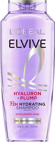 L'Oreal Paris Elvive Hyaluron Plump Hydrating Shampoo for Dehydrated, Dry Hair Infused with Hyaluronic Acid Care Complex, Paraben-Free, 12.6 Fl Oz