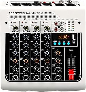 Mixer de áudio profissional USB Live Stage KTV Mixer para PC Mesa de Som de 6 Canais Placa de Mistura Consoles Digitais Controlador Profissional Console Dj para gravação, transmissão ao vivo, podcasti