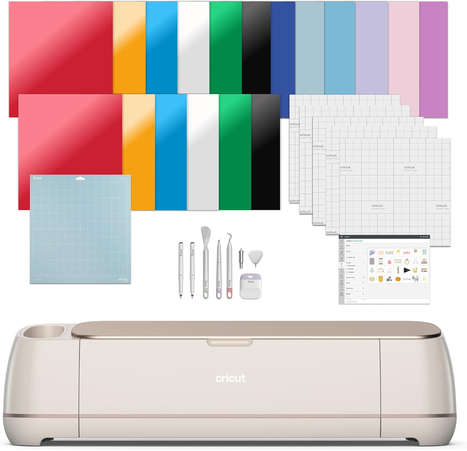 Cricut Maker 4 - Smart Cutting Machine (Seashell) | Engagement Bundle - Includes Smart Vinyl