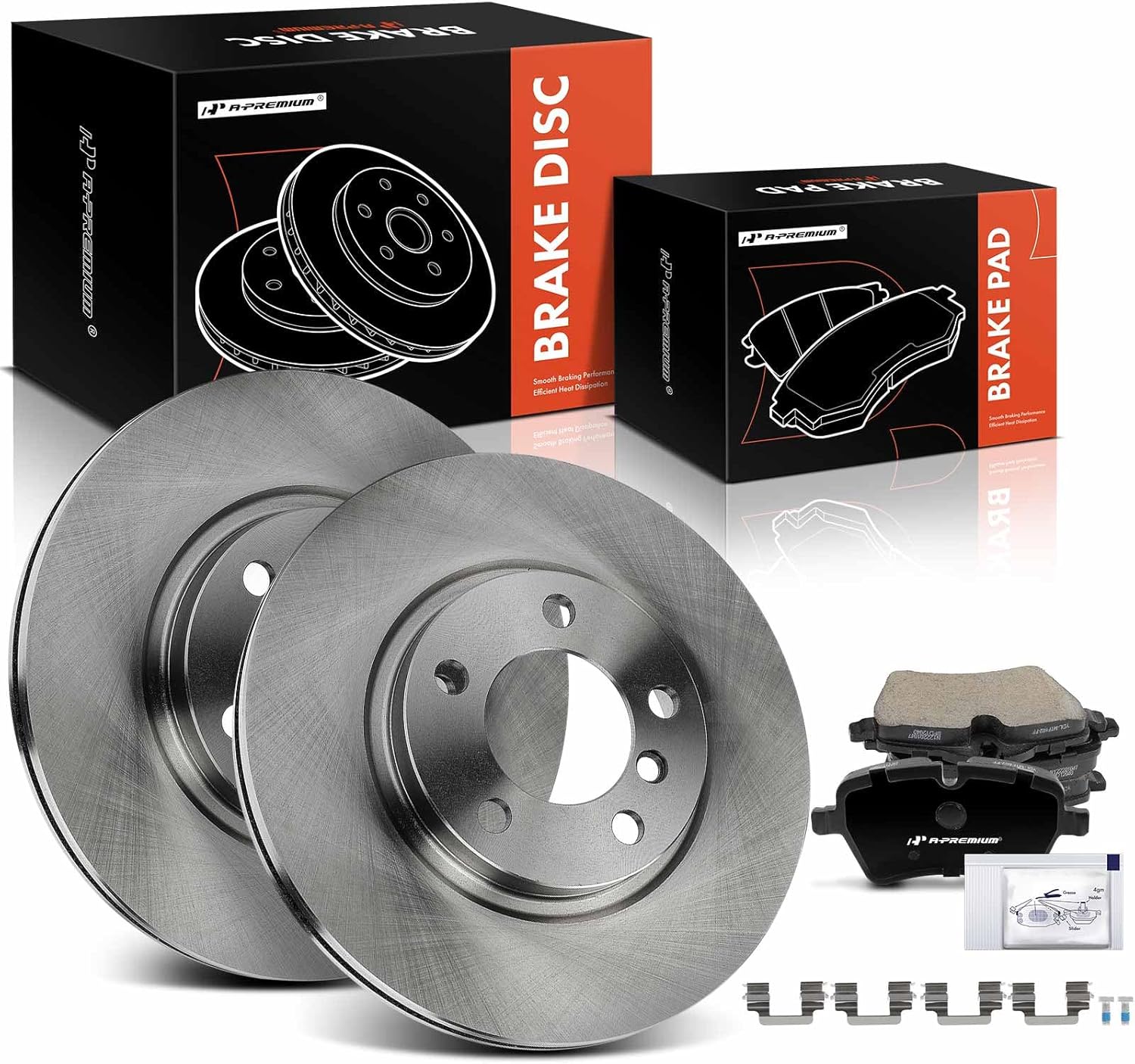 A-Premium 12.08 inch (307mm) Front Vented Disc Brake Rotors + Ceramic Pads Kit Compatible with Select Mini Models - Cooper Countryman 2011-2016, Cooper Paceman 2013-2016, 6-PC Set