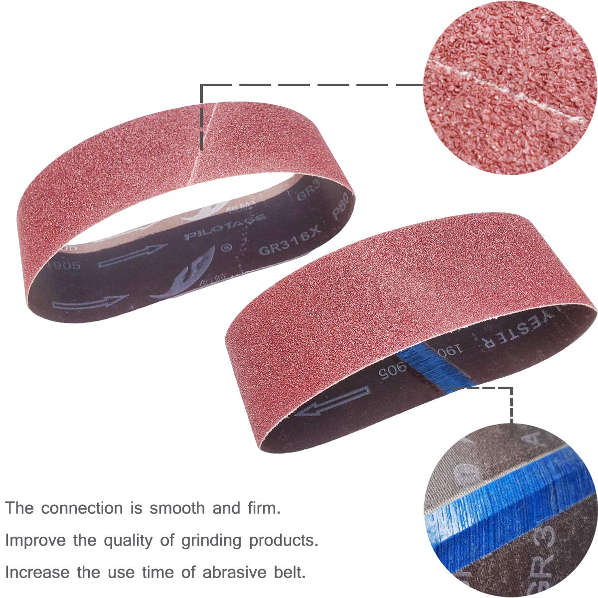 20 PCS 3 inch x 21 inch Abrasive Sanding Belts - 5 Each of 40 80 120 240 Grit Aluminum Oxide Sanding Belts For Belt sander (3 x 21 inch) image 2 of 5 B07TJ7C33C