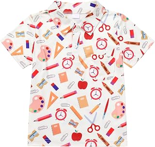 FYMNSI Boys Back to School Shirt School Supplies Short Sleeves Tees Tops Toddler Kids Summer Casual Henley Shirts Clothes