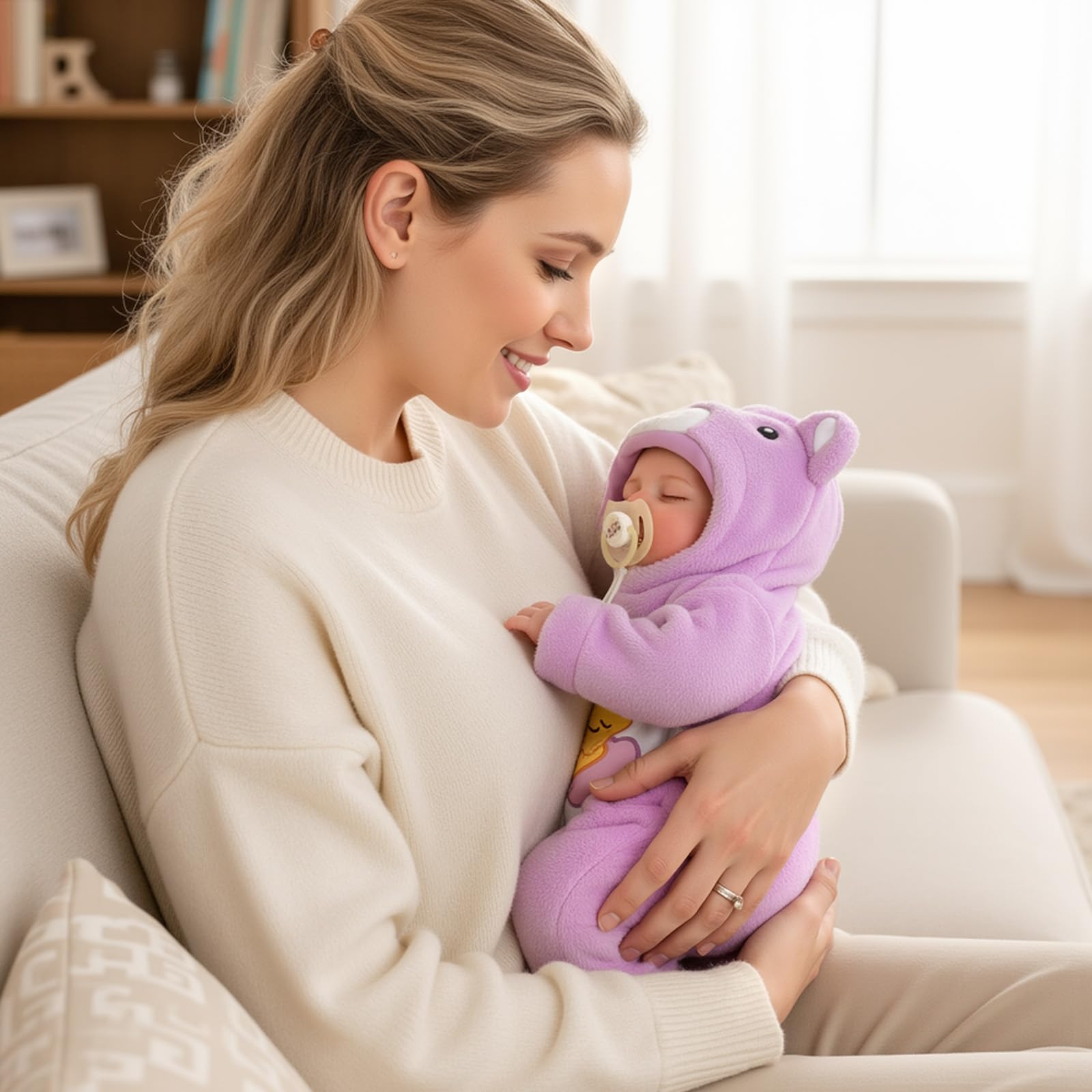 JIZHI Bambole Reborn -20 Pollice Bambola Bambina Corpo in Cotone | Testa e arti in Vinile - Originali Bambino Neonata con Accessori dai 3 Anni +