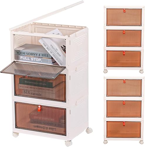 Organizador de almacenamiento plegable de 23 cuartos con ventana visible, cajas de almacenamiento con tapas, contenedores apilables para