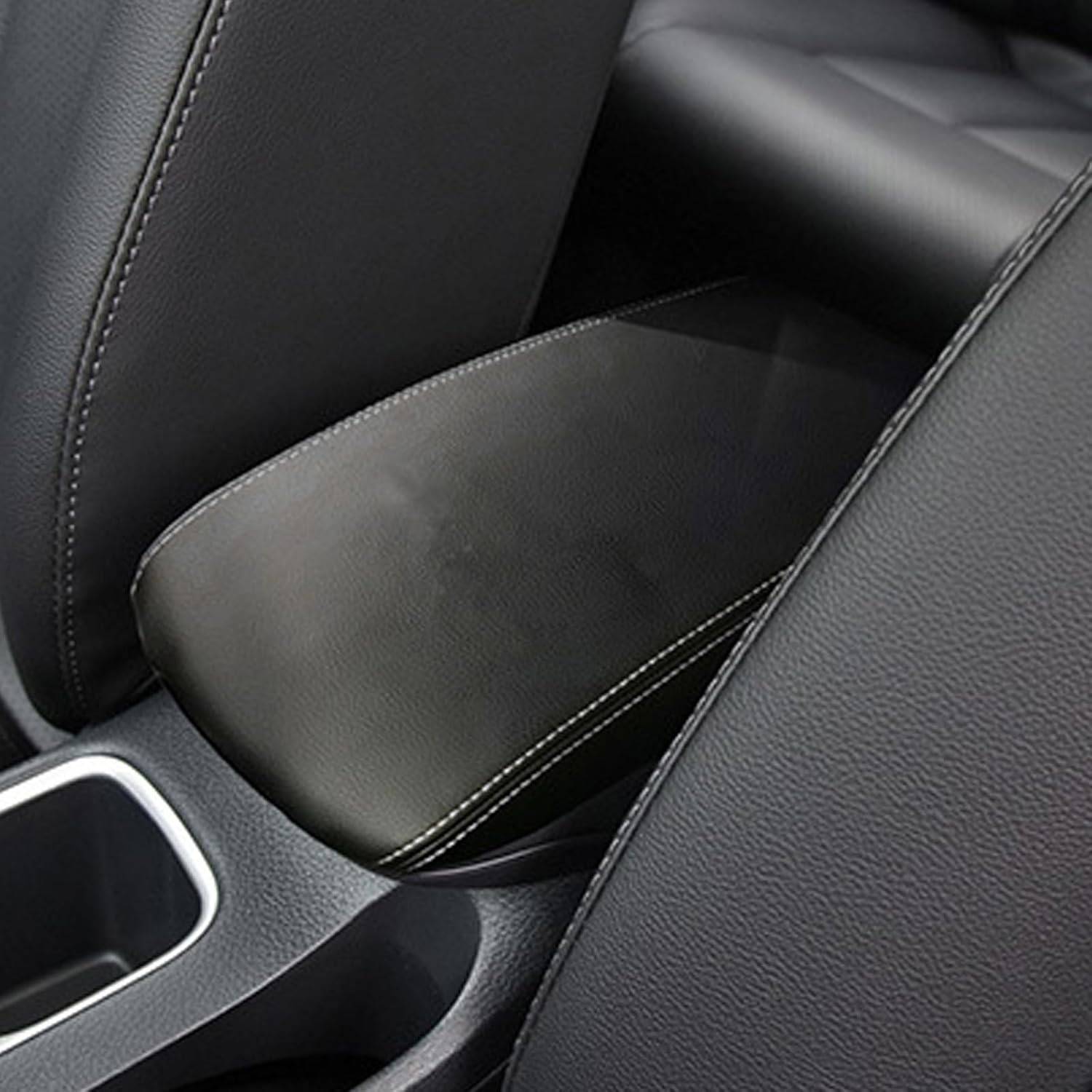 O SHI CAR Center Console Armrest Cover for Nissan Slyphy Sentra 2012 2013 2014 2015 2016 2017 2018,Leather Middle Console Lid Cover Pad Protector Elbow Arm Rest Covering Car,Black Gray