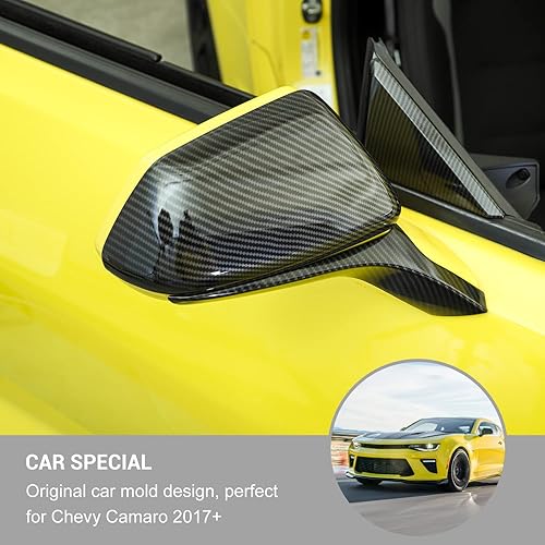 Miniatura 2 de Jimen Compatible con Chevrolet Camaro 2017-2021, tapas de espejo retrovisor para puerta exterior de automóvil (fibra de carbono)