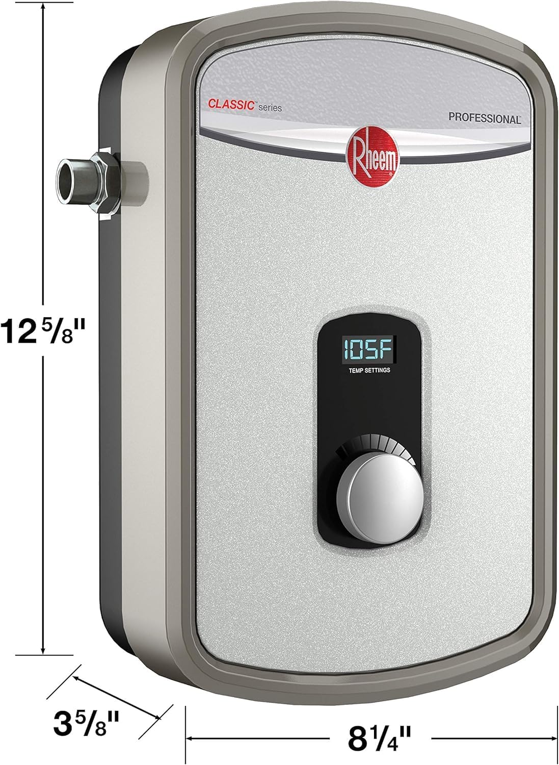 Rheem RTEX-13 13kW 240V Tankless Electric Water Heater - Endless Hot Water, 99.8% Efficient, Gray