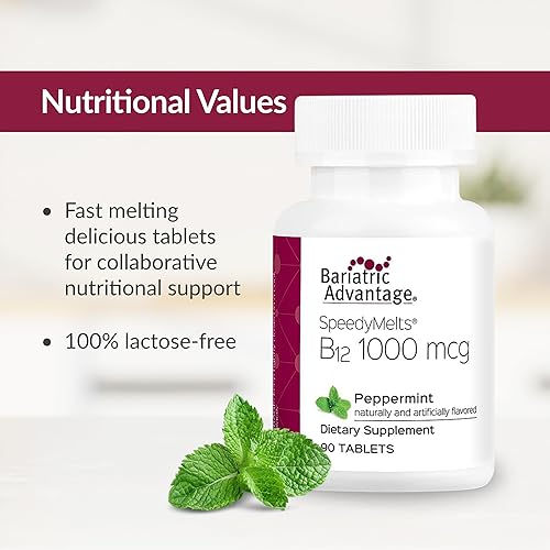 Miniatura 5 de Bariatric Advantage B-12 Speedy Melts, suplemento de vitamina B12 de 1000 mcg, fusión rápida con 200 mcg de ácido fólico para apoyo nutricional,