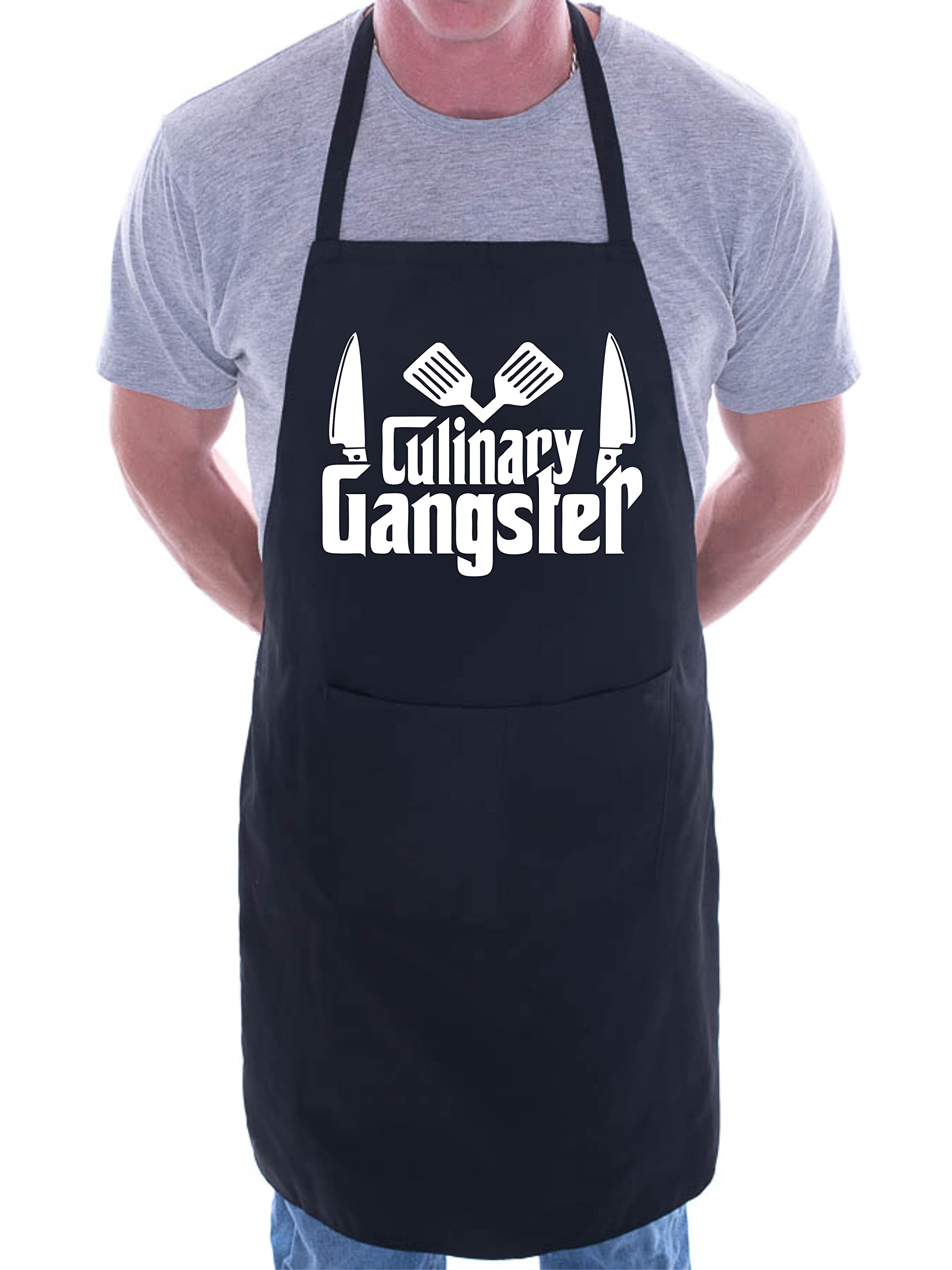 Print4u Unisex Black Culinary Gangster Novelty Bbq Baking Cooking With 2 Pockets